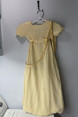 Vintage Handmade Baptism Christening Gown ~ Yellow Ribbon w/ Lily of the Valley